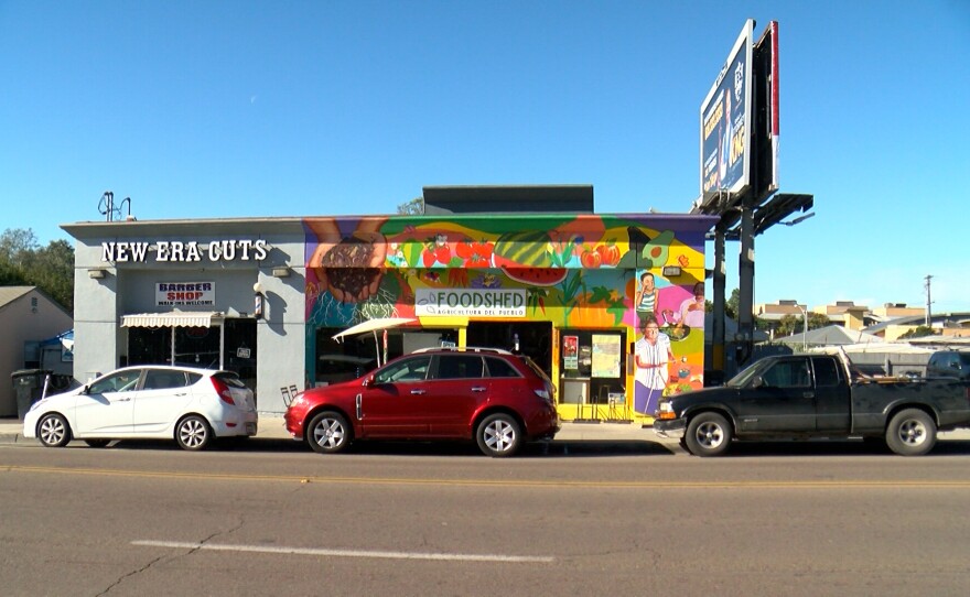 The exterior of the Foodshed Cooperative in City Heights is shown on Jan. 3, 2024.