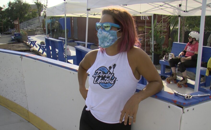 Nili "Isabelle Ringer" Goldfarb looks over the Derby United Headquarters outdoor facility.