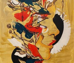 detail of Mary Jhun's "Empire Yellow" painting