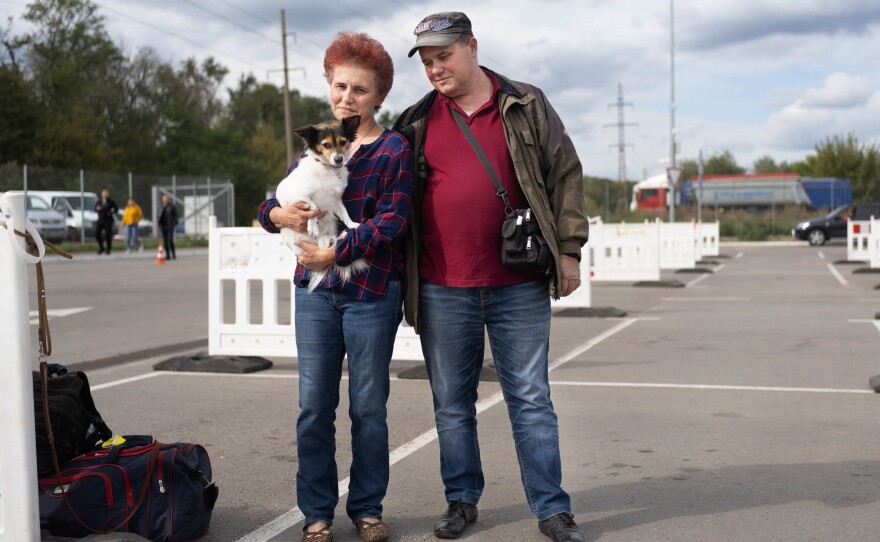 Viktoria and Anatoli Yermoleny left Melitopol with their dog on Thursday after hearing about the referendums.