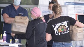 Woodstock's Pizza drops off food for healthcare workers at UC San Diego, April 9, 2020.