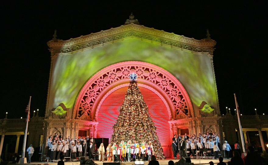 The Christmas Story Tree at Balboa Park's December Nights.