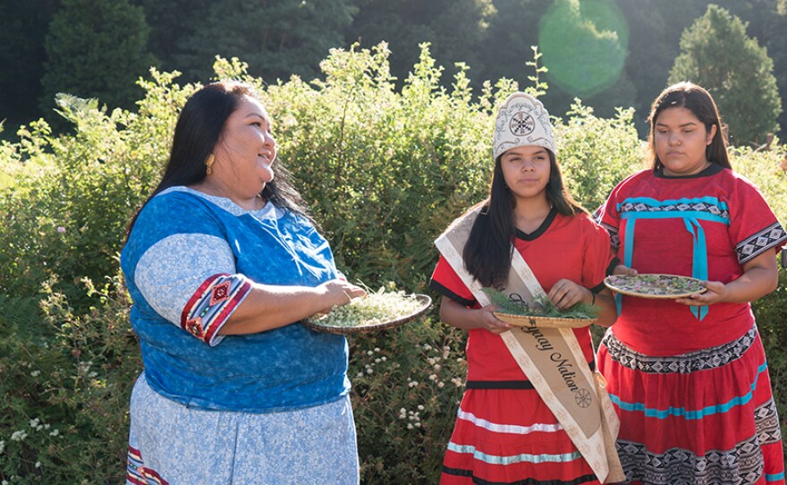 Women picking berries. Pre-contact traditions are still in practice today.