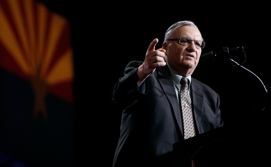 Maricopa County Sheriff Joe Arpaio speaks during a Donald Trump campaign rally on Aug. 31, 2016 in Phoenix, Ariz.