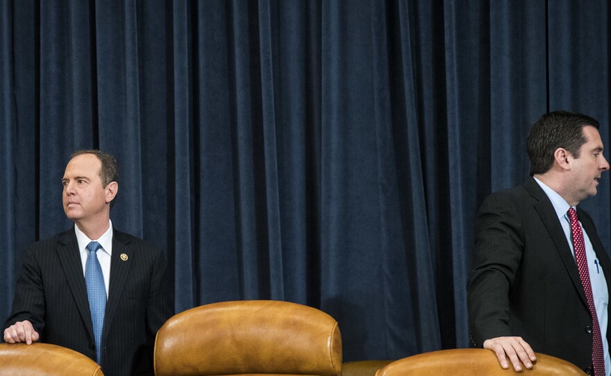 Rep. Adam Schiff (left) accused Rep. Devin Nunes (right) of a bait-and-switch. Democratic leaders called for Nunes to be removed. But the memo could come out as soon as Friday.
