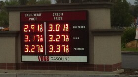 Gas price sign at a Von's gas station in Escondido, Oct. 31, 2014. 