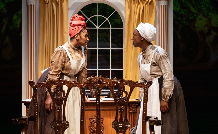 Cyndii Johnson (left) and Erika Rose perform in <em>Confederates</em> at the Oregon Shakespeare Festival.