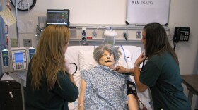 Grossmont College nursing students work with one of the computerized mannequins in the new health and sciences complex. The mannequins are programmed to simulate a variety of health conditions, including heart attacks.
