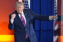 President Trump gestures after speaking at Mount Rushmore National Memorial, Friday, July 3, 2026, near Keystone, S.D.