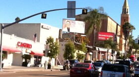Lucky Lady Casino and Blessed Sacrament Church on El Cajon Blvd: Temptation and salvation in the same block. 