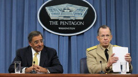 U.S. Secretary of Defense Leon Panetta (L) and Chairman of the Joint Chiefs of Staff Admiral Mike Mullen (R) speak to members of the media during a briefing at the Pentagon briefing room September 20, 2011 in Arlington, Virginia.