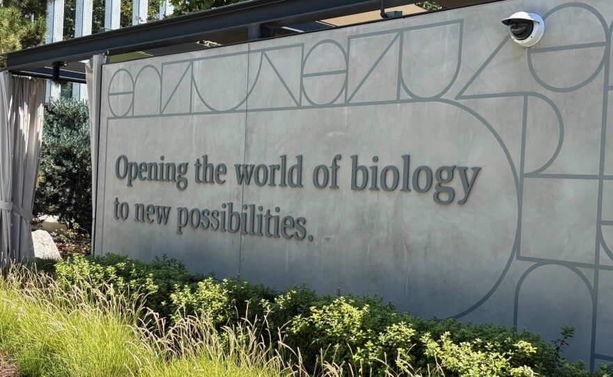 A sculpture outside the headquarters of Element Biosciences in San Diego's Sorrento Valley. July 23, 2025