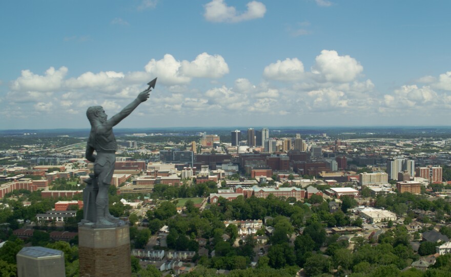 Downtown Birmingham from Vulcan (drone footage)