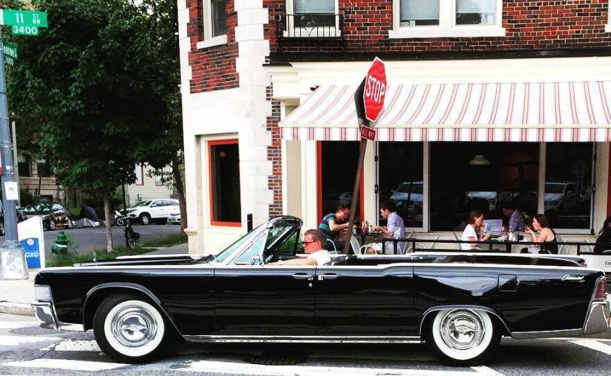 A classic Lincoln Continental convertible is seen in Washington, D.C., in June.