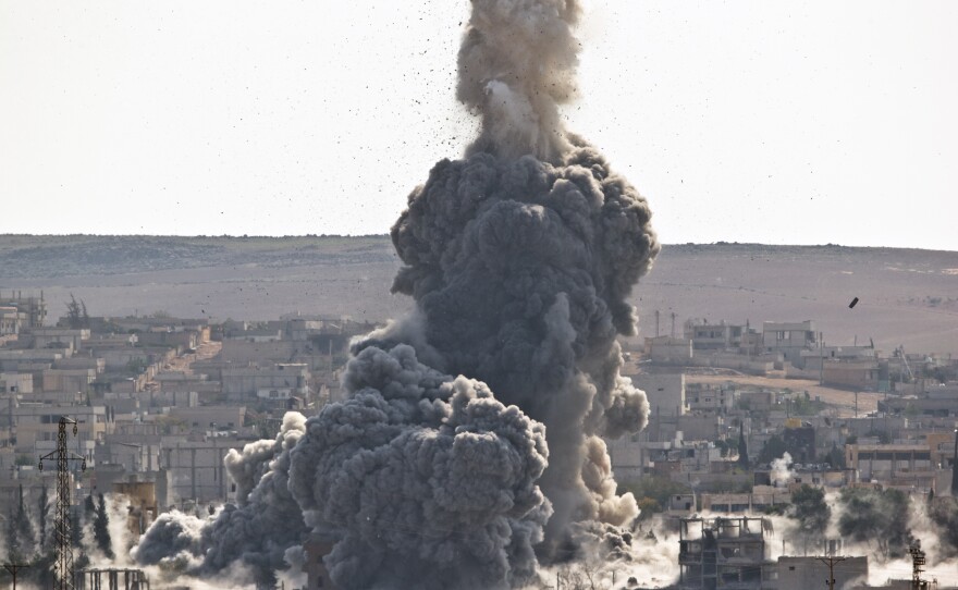 A U.S. airstrike hits an Islamic State position in the northern Syrian town of Kobani on Wednesday. The U.S. has carried out hundreds of airstrikes in Iraq and Syria since August, but the Islamic State has suffered only limited setbacks so far.