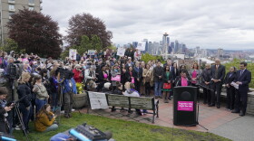 An abortion rights rally in a park overlooking Seattle in May 2022. Abortion pills will be offered in advance for future use at Planned Parenthood clinics in Washington state and Hawaii.