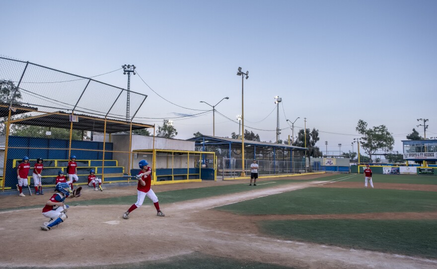Tijuana Little League and Mexican national champs practice on their home field in Tijuana, August 1, 2023.