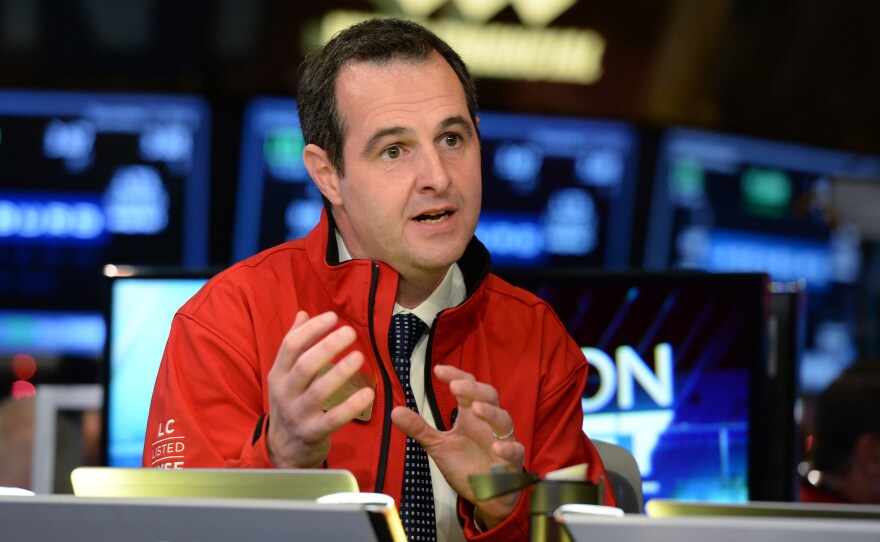 Lending Club founder and then-CEO Renaud Laplanche is interviewed on TV after his company's IPO on the New York Stock Exchange in December 2014 in New York. Laplanche resigned in May 2016.