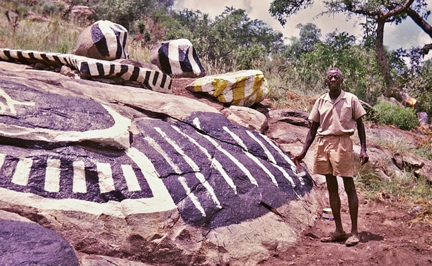 Nukain Mabuza paints his stone garden in the mid-1970s.