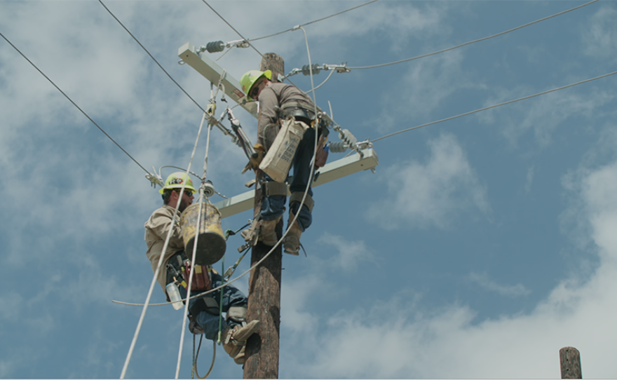 Electricity workers in Austin, Texas
