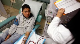 Jose Perez, 22, receives dialysis treatment at a clinic in New York. Perez suffers from renal failure and receives dialysis treatment three times a week.