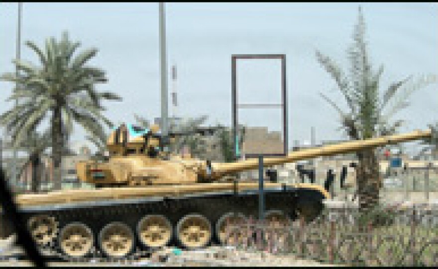 Iraqi tanks are still part of the landscape in Baghdad's Sadr City.