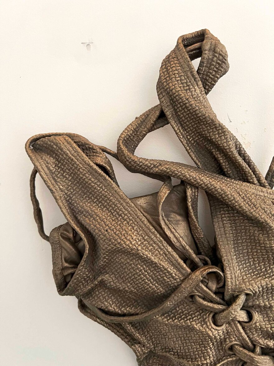 Detail of Alika Cooper's "Wet Suit" sculpture, shown in an undated photo in San Diego, Calif.