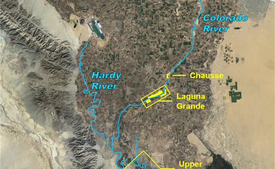 Above: Water designated for the environment under a U.S.-Mexico agreement signed in September, 2017, will be targeted at discrete restoration sites in the Colorado River delta in this undated image.