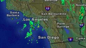 Doppler Radar map shows the low pressure system approaching San Diego on October 11, 2012.