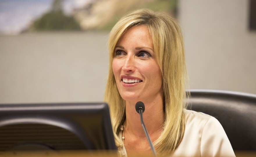 Encinitas Mayor Kristin Gaspar attends a council meeting, May 27, 2015.