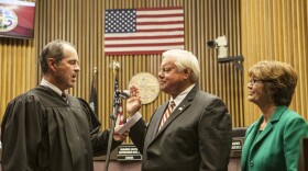 County Supervisor Bill Horn is shown being sworn in for his final term in office on Jan. 5, 2015. 
