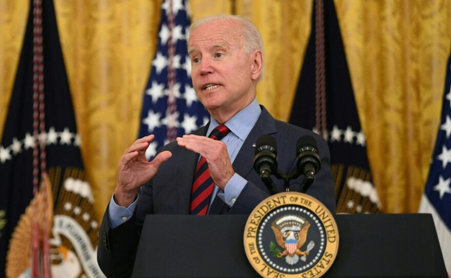 President Biden speaks Tuesday about the importance of getting vaccinated against COVID-19.
