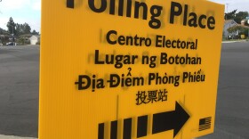 A sign for a polling place in the San Carlos neighborhood of San Diego, Nov. 6, 2018.