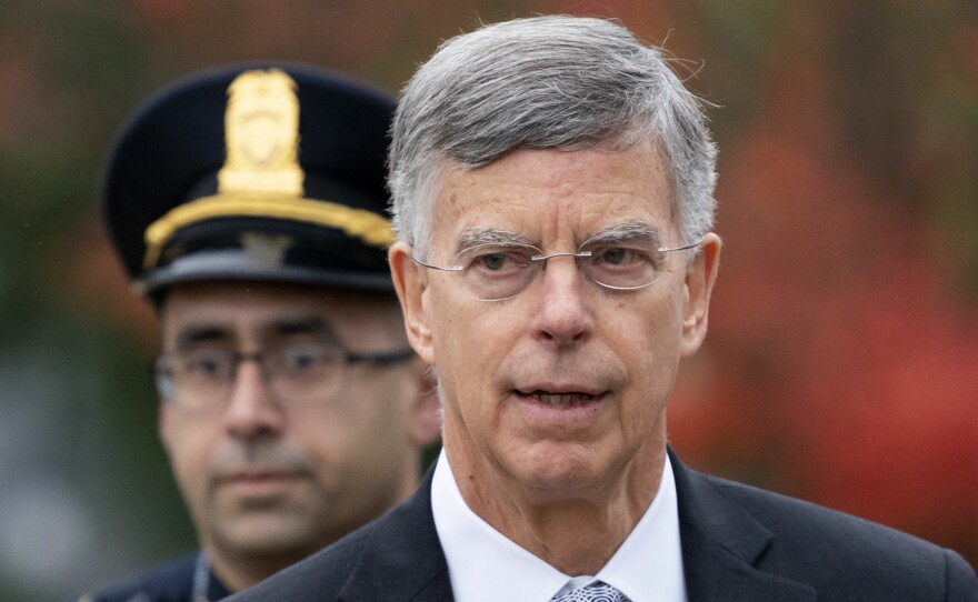 Ambassador William Taylor was escorted by U.S. Capitol Police as he arrived to testify before impeachment investigators on Oct. 22.