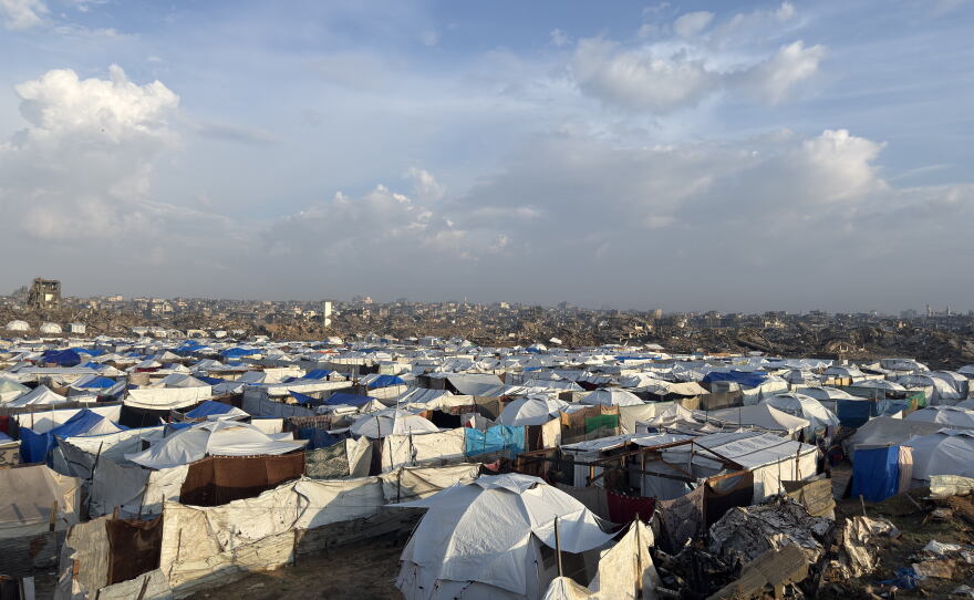 Makeshift tents like these in Gaza City on Dec. 11, 2025, offer little protection from the winter cold, but the U.N. says roughly 1.5 million people have only these for shelter after Israeli airstrikes destroyed nearly all the buildings in the war.
