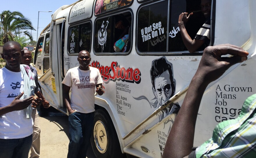 A minibus decorated with the logo of the Rolling Stone gathers no moss, but attracts plenty of riders.