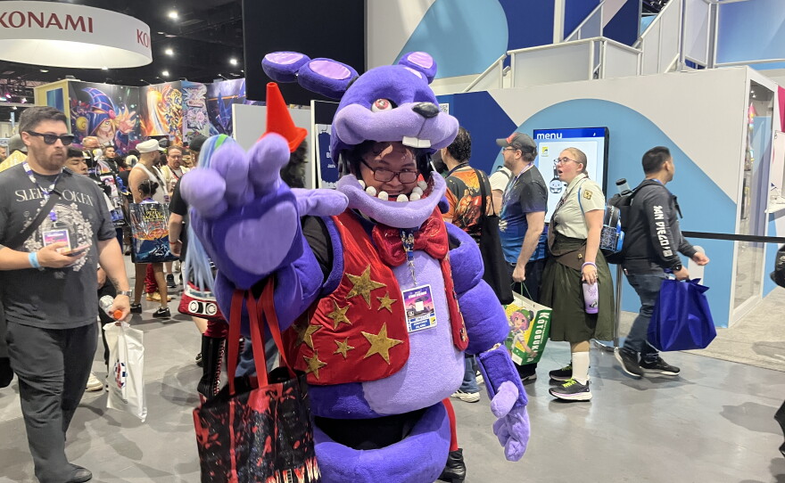Jonathan Hilario poses in his "Five Nights at Freddy's" cosplay during San Diego Comic-Con on July 23, 2026.