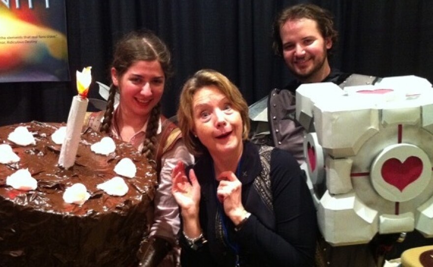 Ellen McLain meets with fans of GlaDOS, the popular character from the Portal and Portal 2 video games which she voices.