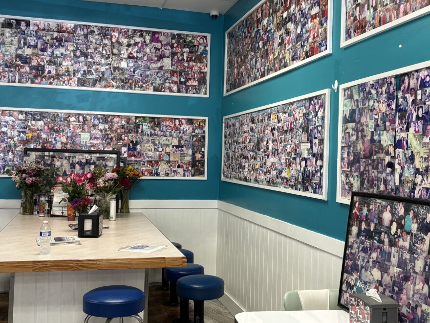 Mary took photos of her clientele during her 40 years of business. She displayed each snapshot on the wall — an homage to her community.