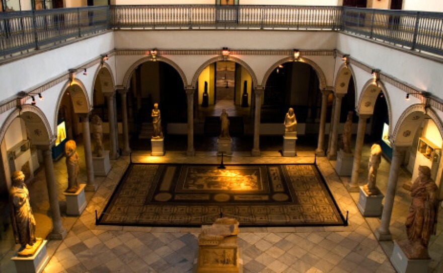 Overhead of Bardo Museum interior in Tunis.  Gunmen attacked the museum, killing at least 8 people and holding others hostage.