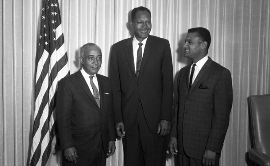 Los Angeles City Councilmen Gilbert Lindsay, Tom Bradley and Billy Mills, 1963.