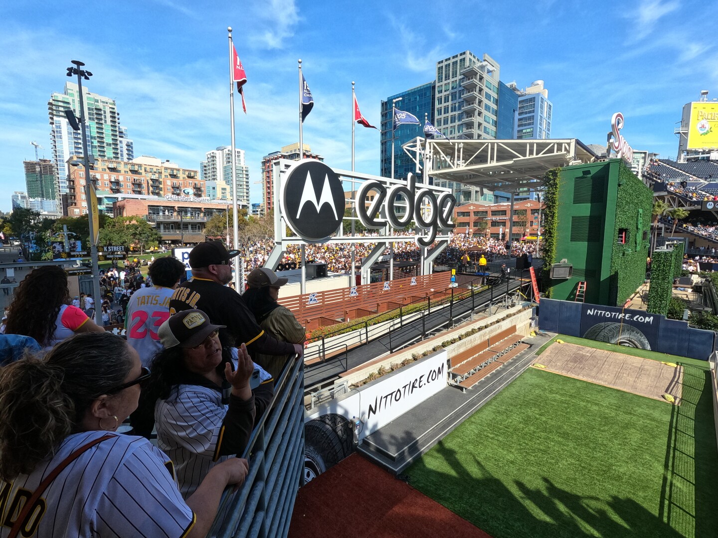 Fans overlook the Petco Park bullpen during the 2023 San Diego Padres Fanfest.