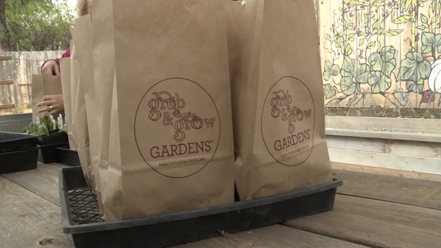 Bagged startup gardening kits, called Grab and Grow Gardens