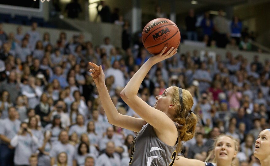 Mount Saint Joseph freshman Lauren Hill, who has a deadly form of brain cancer, shot the first basket of the NCAA season at Cintas Center in Cincinnati on Nov. 2.