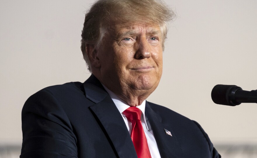 Former President Donald Trump speaks during a rally in Perry, Ga., on Sept. 25, 2021.