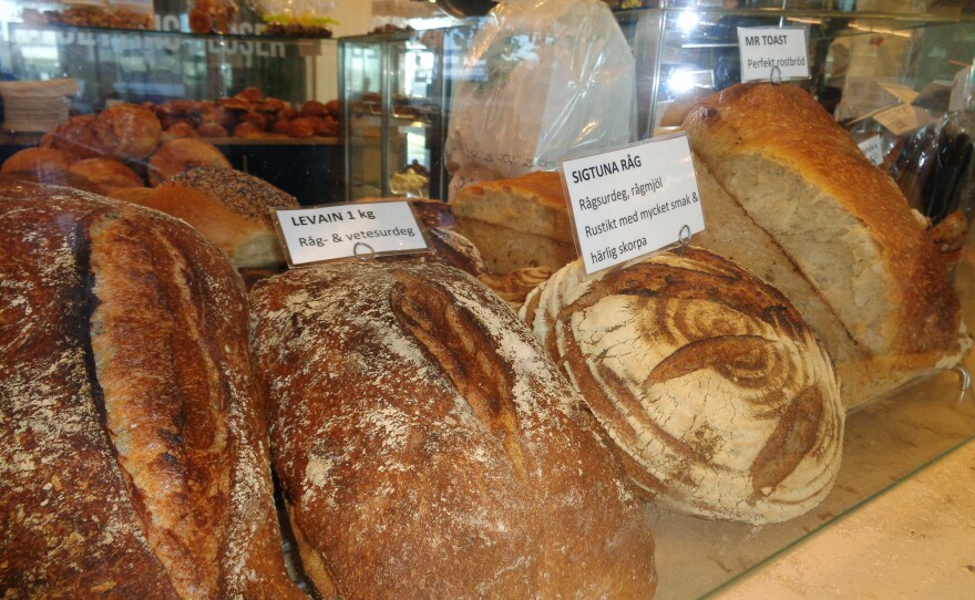 Bread for sale at the airport location of RC Chocolat in Stockholm, Sweden. For about three years, this bakery has been quietly offering travelers the peace of mind that comes with leaving their precious sourdough starter in the hands of qualified professionals.