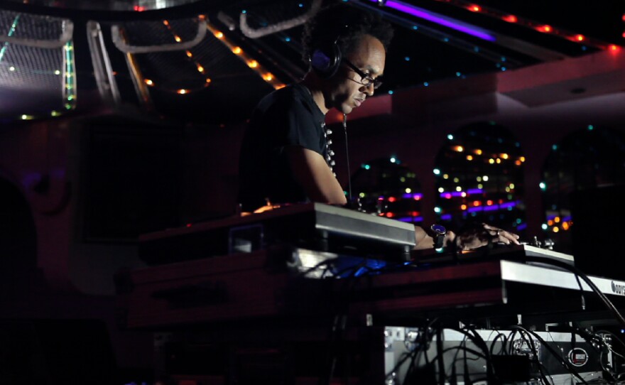 Jace Clayton, a.k.a DJ Rupture, mixes at Norte Sonoro's 2012 artist showcase in Tijuana.