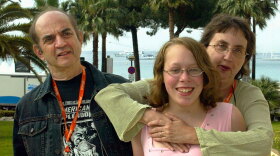 Harvey Pekar poses with his wife, Joyce Brabner, and their foster daughter, Danielle, in an unlikely spot: Cannes, where the film version of <em>American Splendor</em> was shown in 2003.