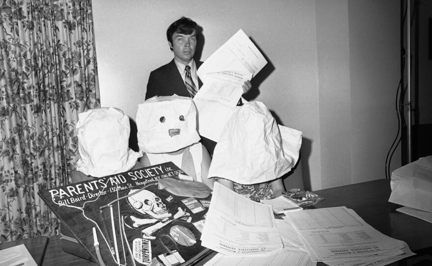 Dubbed "the father of the abortion-rights movement" by the media, Bill Baird was instrumental in raising awareness in the late 1960s of the substandard medical conditions common for women obtaining illegal abortions at the time. He's seen here, at an undated news conference in Boston, with women he helped get abortions who are hooded to prevent identification and arrest.
