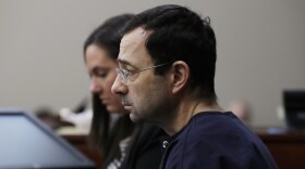 Dr. Larry Nassar is seated during the seventh day of his sentencing hearing Wednesday, Jan. 24, 2018, in Lansing, Mich. 